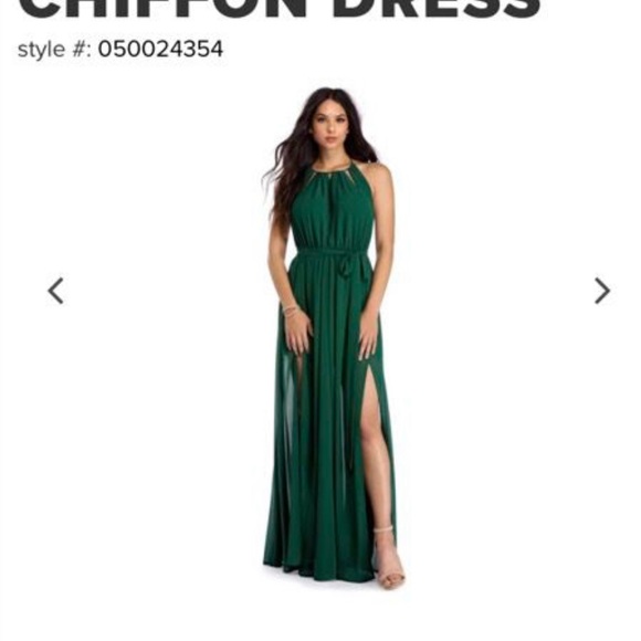 Emerald chiffon dress - Picture 1 of 1